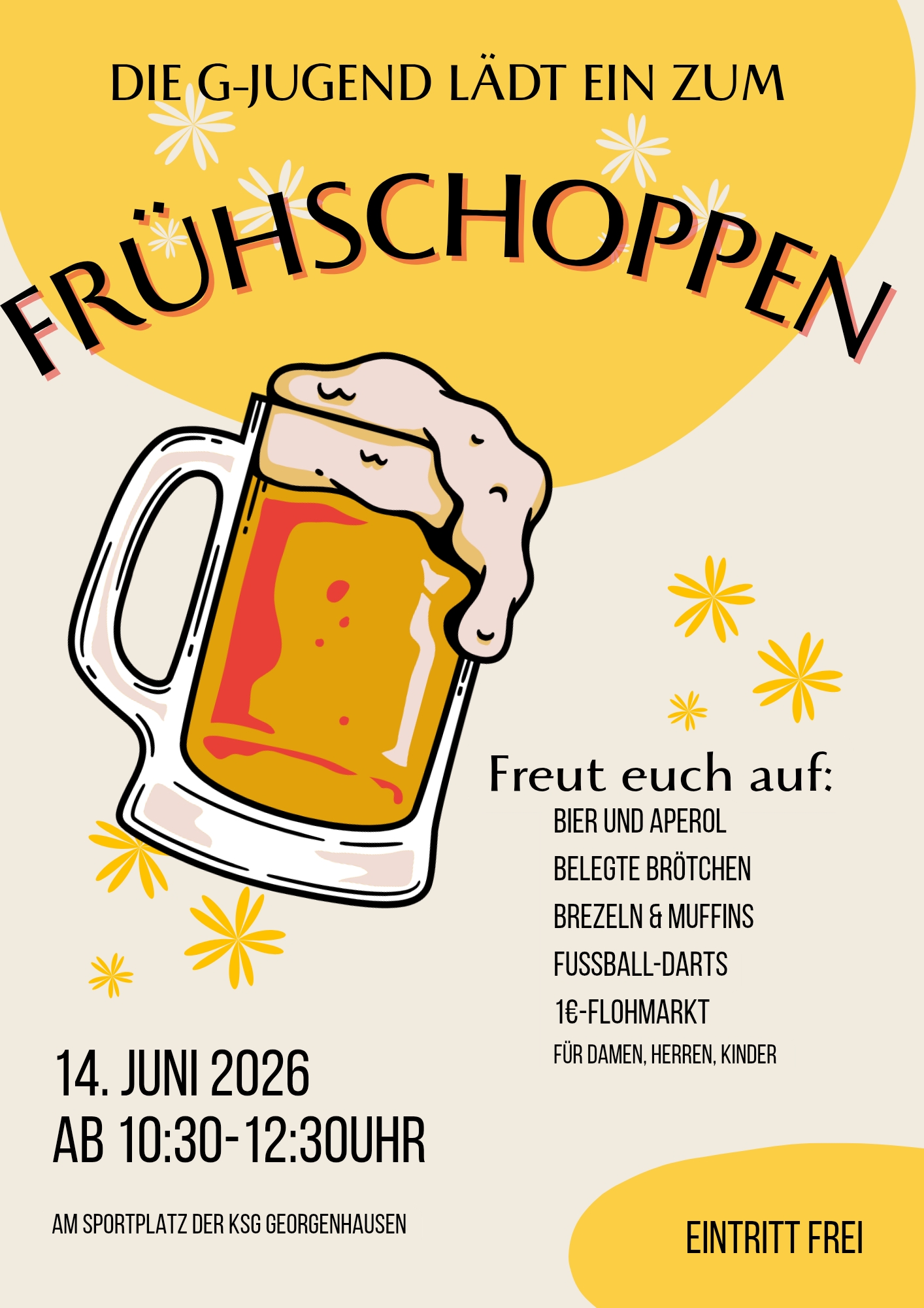 Unsere G-Jugend lädt zum FRÜHSCHOPPEN ein (inkl. 1€ Flohmarkt)
