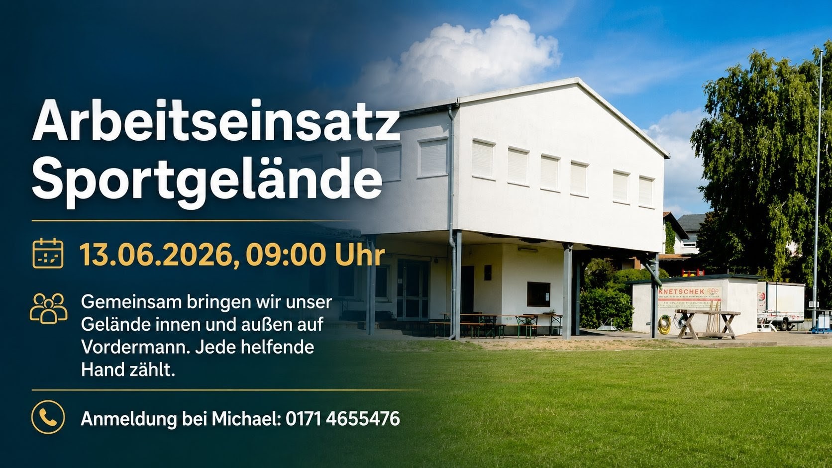 Arbeitseinsatz auf dem Sportgelände am 13.06.26